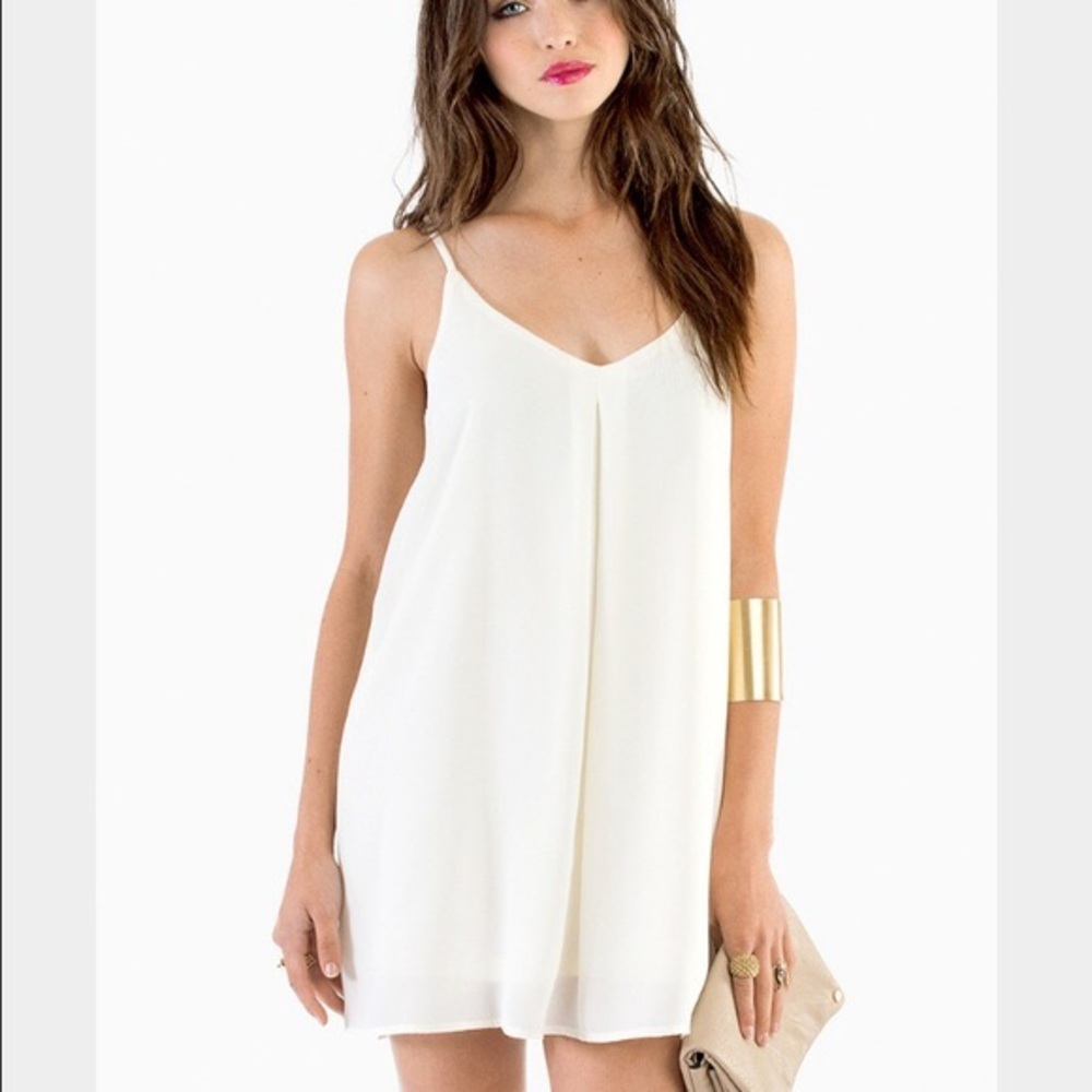 Tobi white chiffon mini shift dress